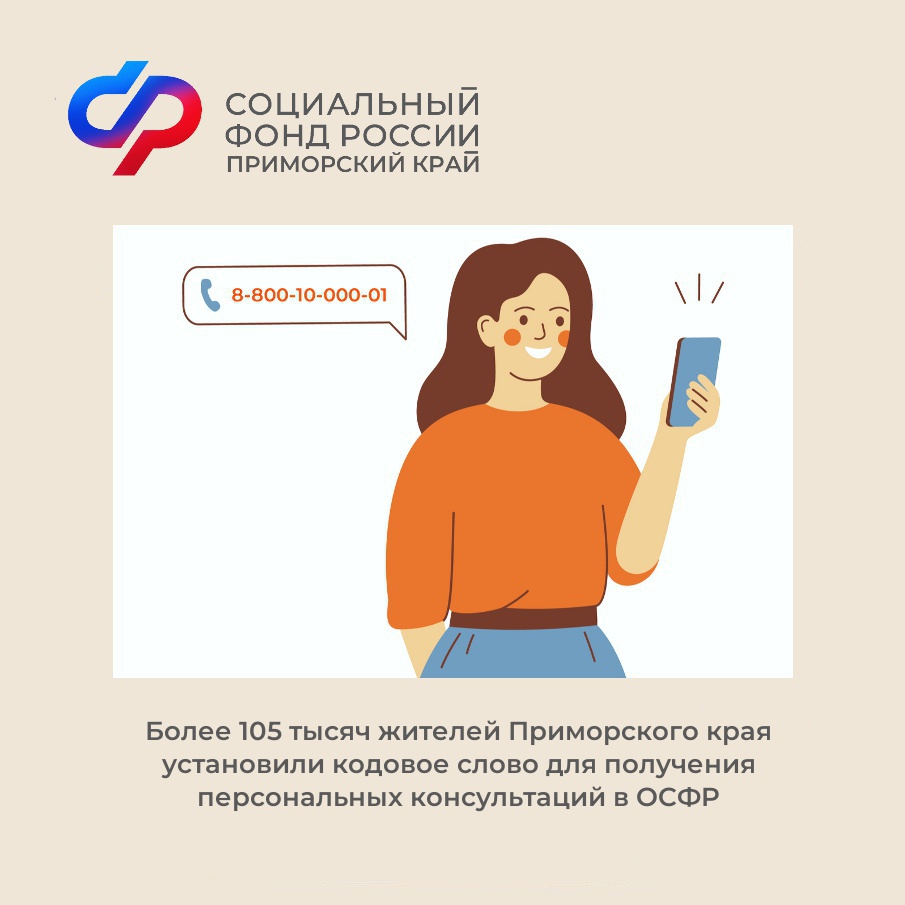 Более 105 тысяч жителей Приморского края установили кодовое слово для получения персональных консультаций в ОСФР.